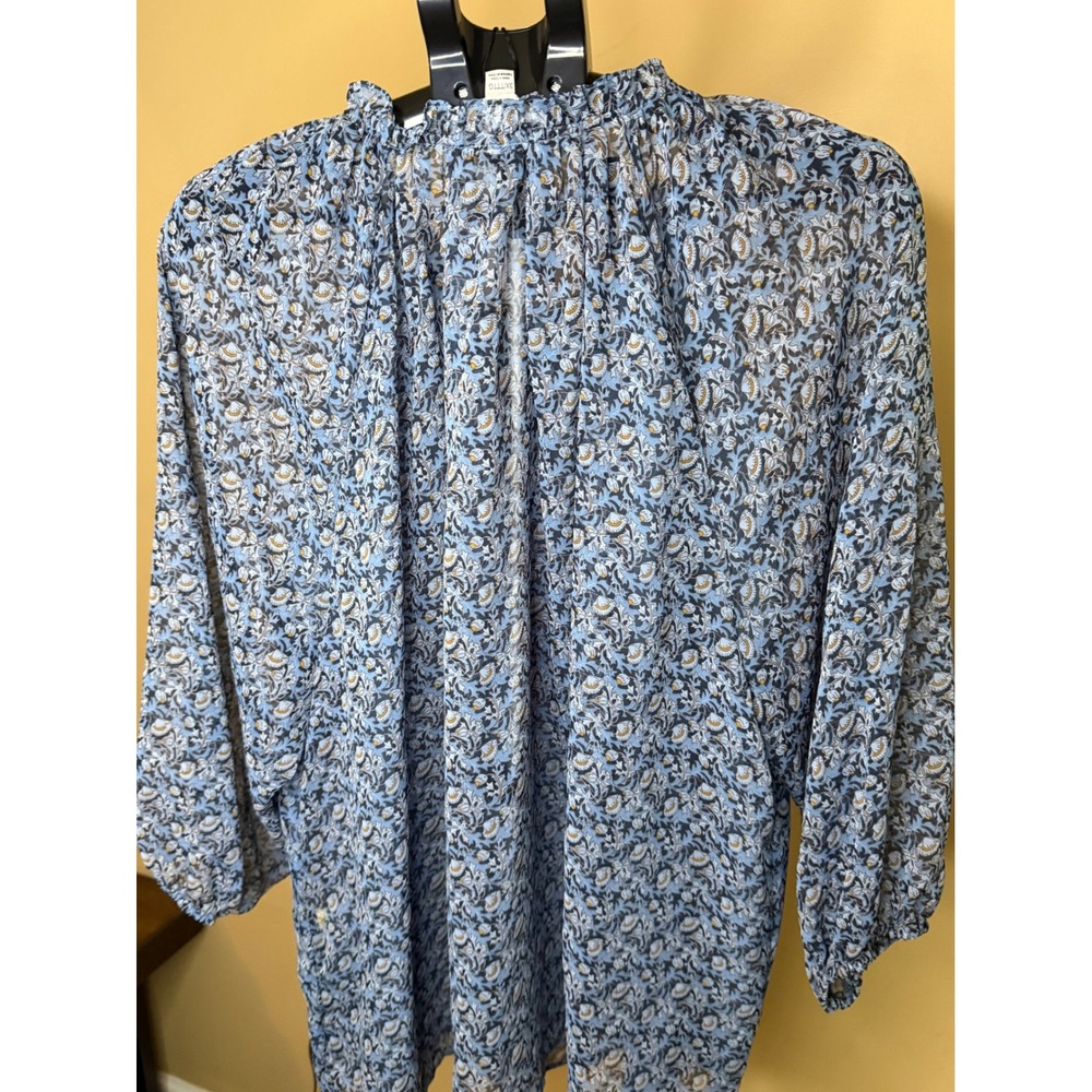 Chelsea & Theodore Blue Floral Paisley Peasant Blouse Tassel Tie 3X NWT - Picture 7 of 8